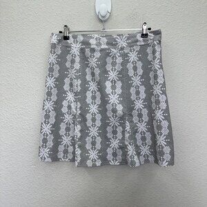 RipSkirt Hawaii Grey White Floral Wrap Stretch Quick Dry Skirt Womens sz Medium
